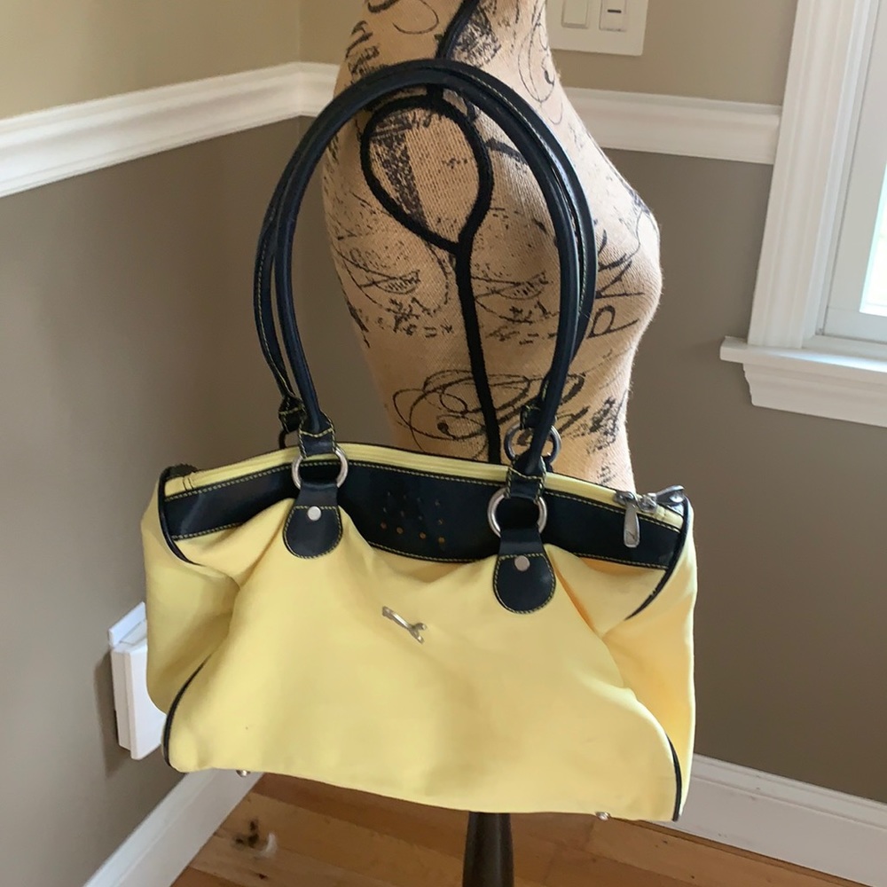 Vintage Puma Nylon Duffle Handbag Yellow/Navy